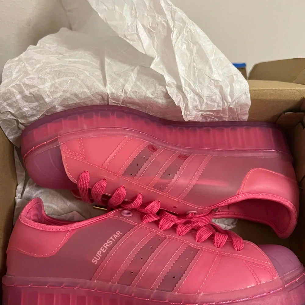 adidas Pink Superstar Clear Platform Sneakers